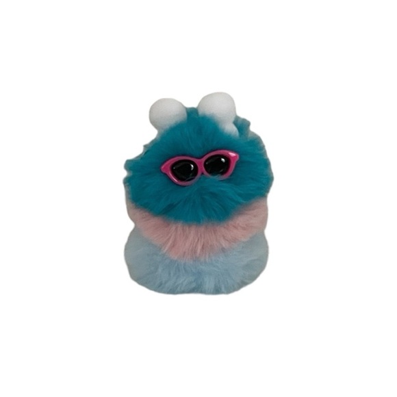 Blue & Pink Sunglasses Character Fluffy Pom Pom Keychain Accessory - Picture 3 of 14